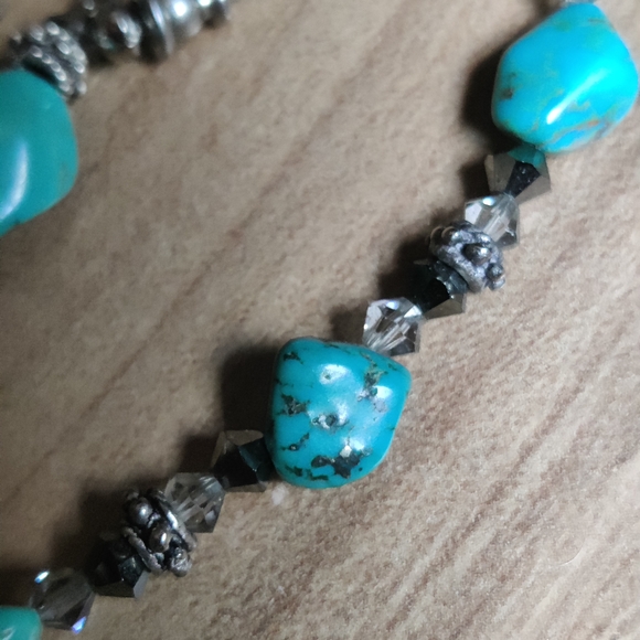 Vintage Raw Turquoise and Silver Necklace Set - Picture 7 of 11